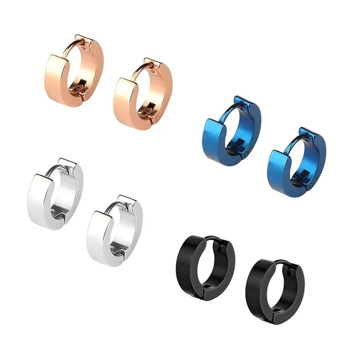 Yellow Chimes Hoop Earrings for Men Combo of 4 Pairs Stainless Steel Multicolor Huggie Hoops Earrings for Men and Women Yellow Chimes Rings