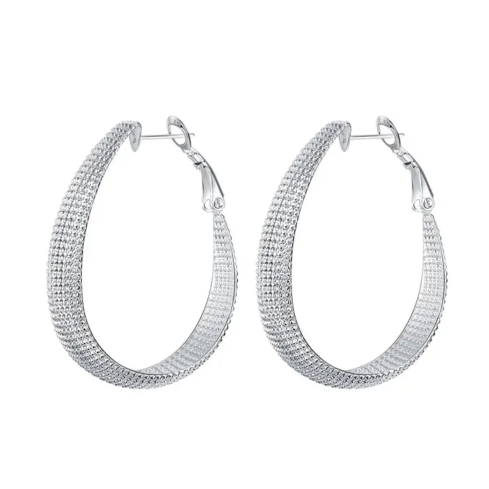 Yellow Chimes Hoop Earrings for Women Fashion Silver Hoops Earrings Rhodium Plated Oval Shaped Hoops Bali Earrings for Girls Birthday Gift for Girls Women Anniversary Gift for Wife Yellow Chimes Earrings