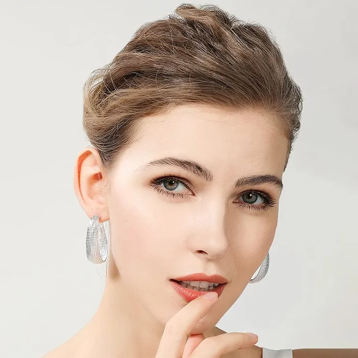 Yellow Chimes Hoop Earrings for Women Fashion Silver Hoops Earrings Rhodium Plated Oval Shaped Hoops Bali Earrings for Girls Birthday Gift for Girls Women Anniversary Gift for Wife Yellow Chimes Earrings