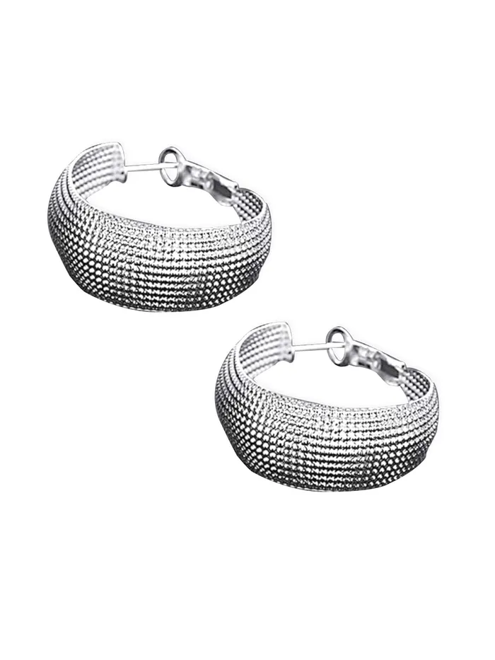 Yellow Chimes Hoop Earrings for Women Fashion Silver Hoops Earrings Rhodium Plated Oval Shaped Hoops Bali Earrings for Girls Birthday Gift for Girls Women Anniversary Gift for Wife Yellow Chimes Earrings