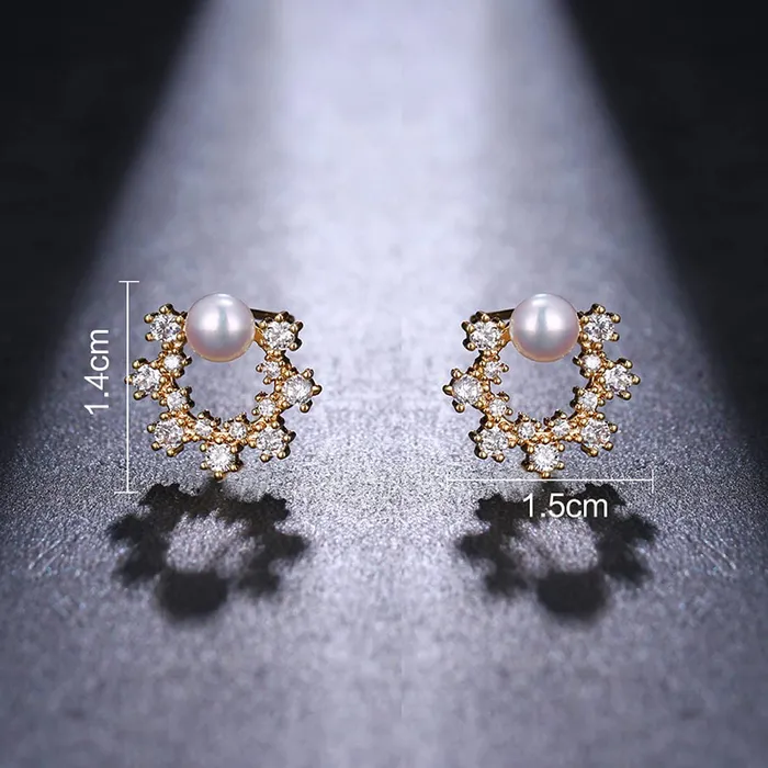 Yellow Chimes Latest Fashion Gold Plated Crystal Pearl Design Stud Earrings for Women and Girls Medium YCFJERPRLSTUDGL Yellow Chimes Rings