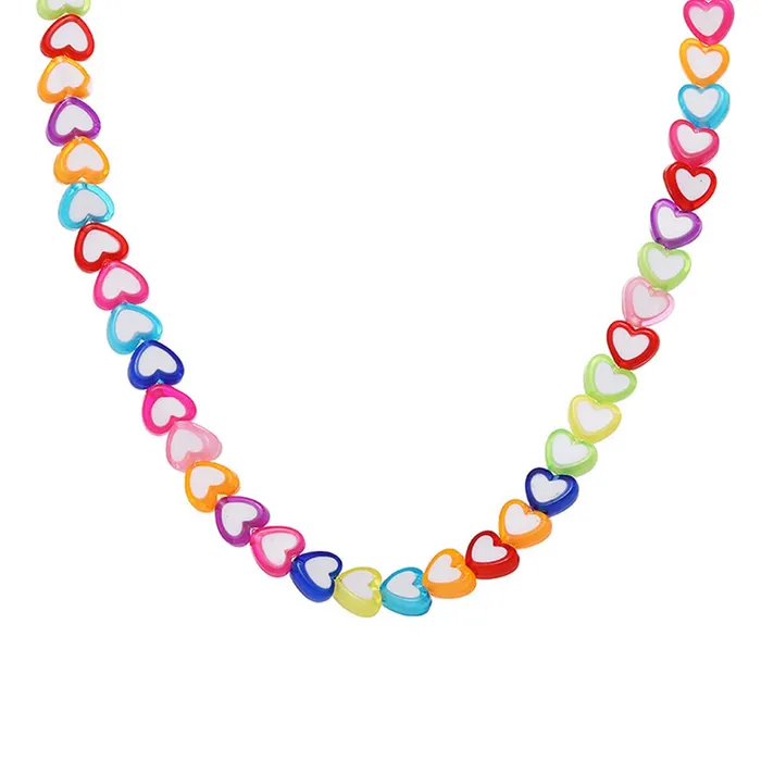 Yellow Chimes Necklace for Girls Multicolour Heart Shaped Necklace chain for Girls and Kids Yellow Chimes Earrings