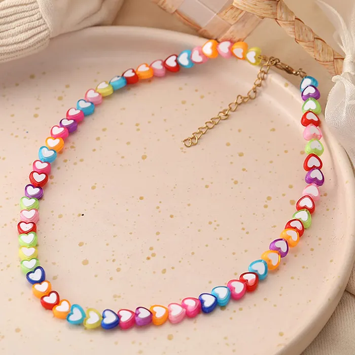 Yellow Chimes Necklace for Girls Multicolour Heart Shaped Necklace chain for Girls and Kids Yellow Chimes Earrings