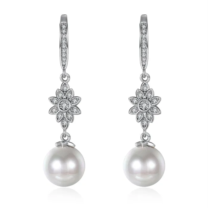 Yellow Chimes Pearl Drop Earrings for Women A5 Grade Crystal Fresh Water Pearl Silver Plated Drop Earrings for Women and Girls Yellow Chimes Earrings