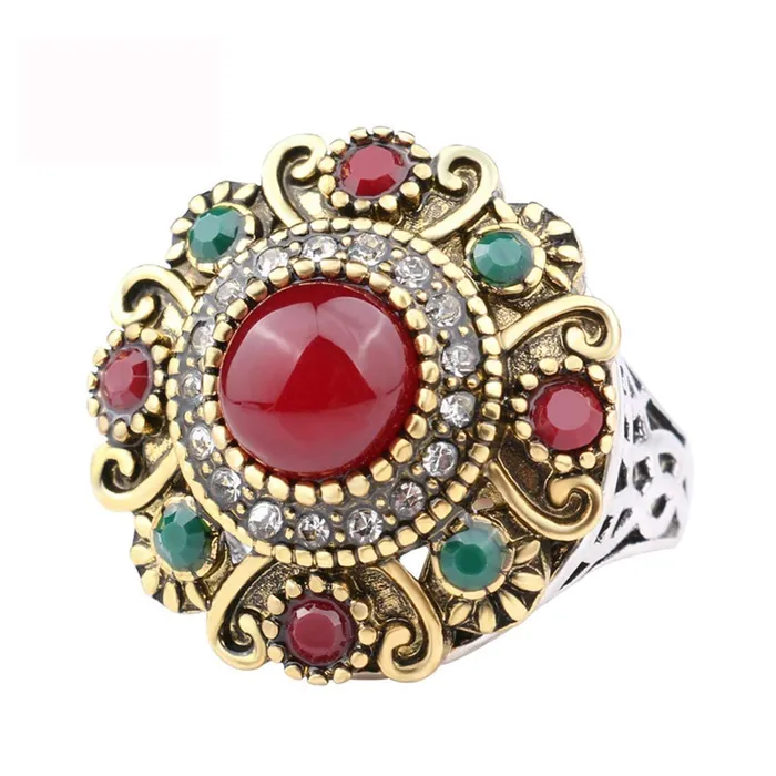 Yellow Chimes Rings for Women Classic Design Vintage Bohemian Multicolor Studded Stones Antique Rings for Women and Girls Size US 6 Yellow Chimes Earrings