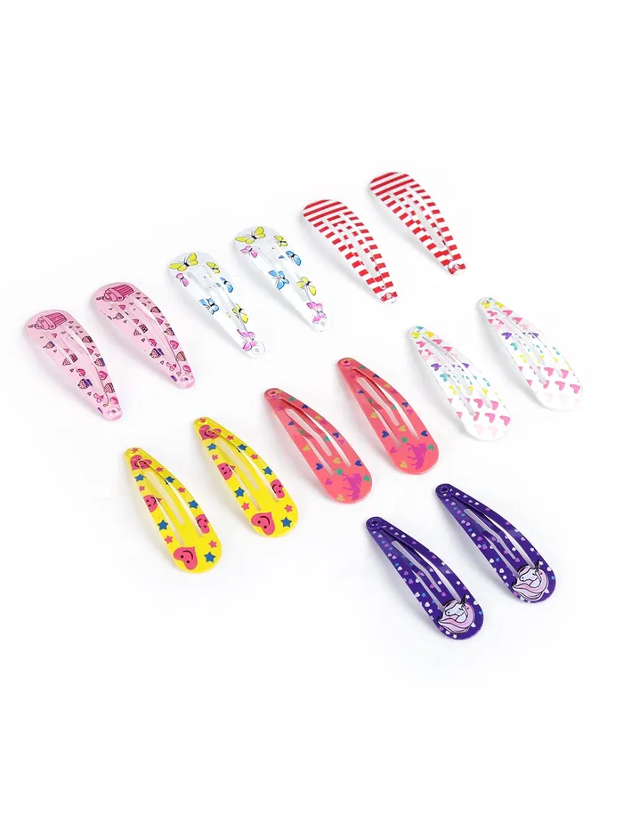 Yellow Chimes Rings Melbees by Yellow Chimes Hair Clips for Girls Kids Hair Clip Hair Accessories for Girls Babys 14 Pcs Printed Multicolor Snap Hair Clips Tic Tac Clips Hairclips for kids Baby Teens Toddlers