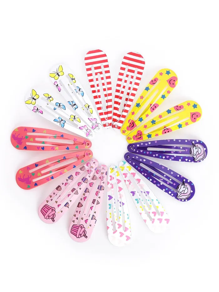 Yellow Chimes Rings Melbees by Yellow Chimes Hair Clips for Girls Kids Hair Clip Hair Accessories for Girls Babys 14 Pcs Printed Multicolor Snap Hair Clips Tic Tac Clips Hairclips for kids Baby Teens Toddlers