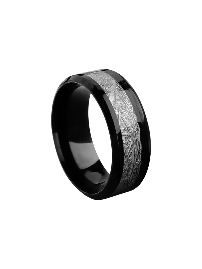 Yellow Chimes Rings Stainless Steel Black Band Ring for Men Size 9 Elegant Design Perfect Gift