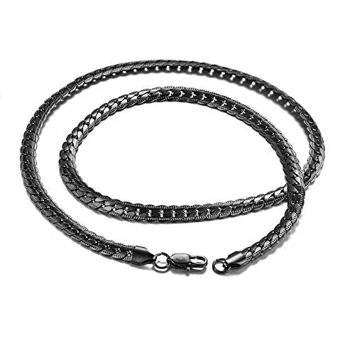 Yellow Chimes Rings Yellow Chimes Chain for Men and Boys Black Chain for Men Flat Curb Neck Chain for Men Stainless Steel Chains for Men Birthday Gift for Men and Boys Anniversary Gift for Husband