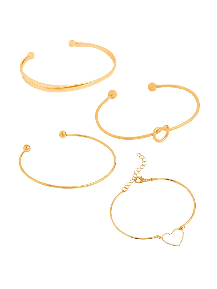 Yellow Chimes Rings Yellow Chimes Combo Bracelet for Woman Fashion Golden 4 Pcs Hand Bracelets Set for Women Hand Accessories for Women Chain Bracelet for Girls Birthday Gift for Women Anniversary Gift for Wife