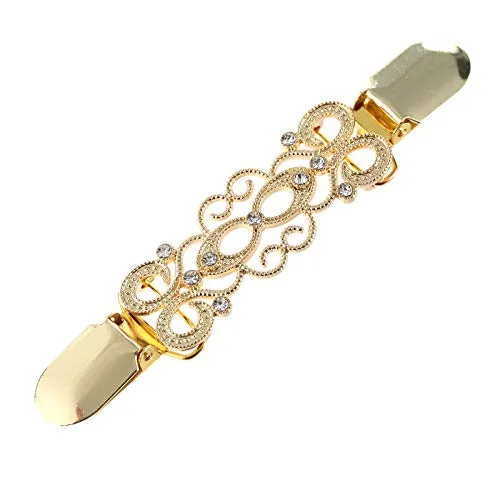 Yellow Chimes Rings Yellow Chimes Elegant Cardigan Sweater Collar Shawl Clip Ancient Retro Design Stylish Silver Tone Brooch For women