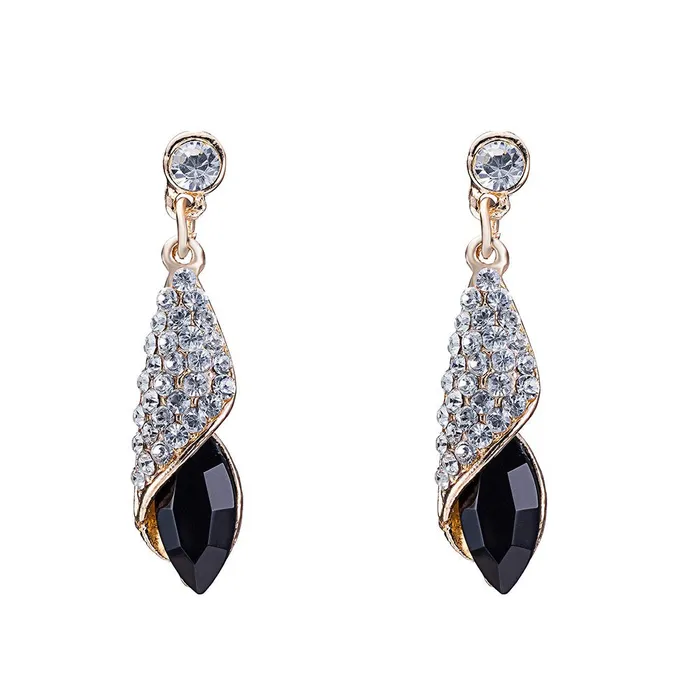 Yellow Chimes Rings Yellow Chimes Gold Plated Black Crystal Earrings for Women and Girls
