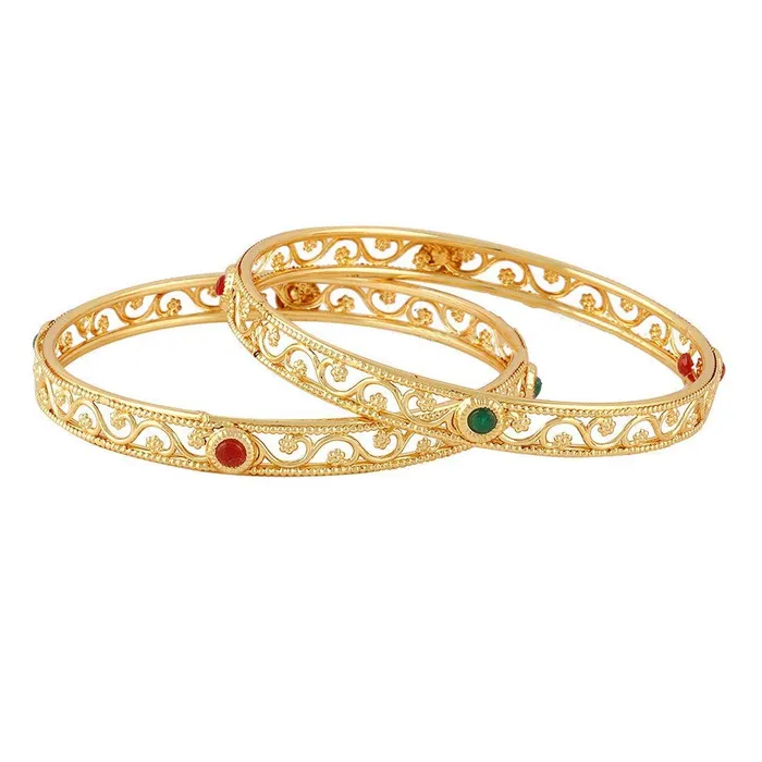 Yellow Chimes Rings Yellow Chimes Latest Design Classic Look 2 Pcs Bangle Set Gold Plated Traditional Ethnic Bangles For Women And Girls 28