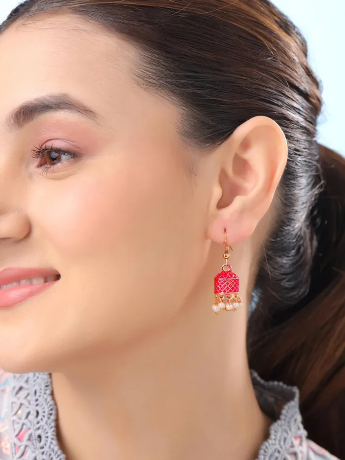 Yellow Chimes Rings Yellow Chimes Meenakari Jhumka Earrings for Women Traditional Jhumki Earrings Set for Girls Combo of 5 Pairs Jhumkas Ethnic Gold Plated Women Earrings Chic Reverie Birthday Gift For Girls