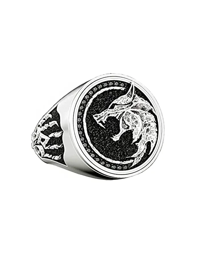 Yellow Chimes Rings Yellow Chimes Rings for Men Stainless Steel Men Ring Viking Ring Wizard Warrior Hunter Wolf Head Silver Ring for Men and Boys Size 10