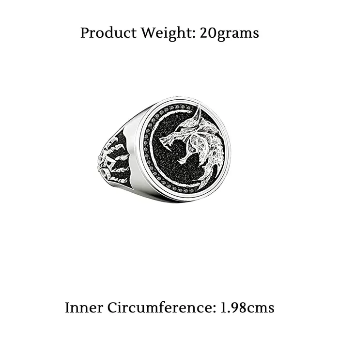 Yellow Chimes Rings Yellow Chimes Rings for Men Stainless Steel Men Ring Viking Ring Wizard Warrior Hunter Wolf Head Silver Ring for Men and Boys Size 10