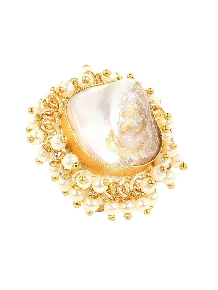 Yellow Chimes Rings Yellow Chimes Rings for Women Traditional Stone Ring Classic Gold Plated Mothi Cocktail Rings for Women and Girls