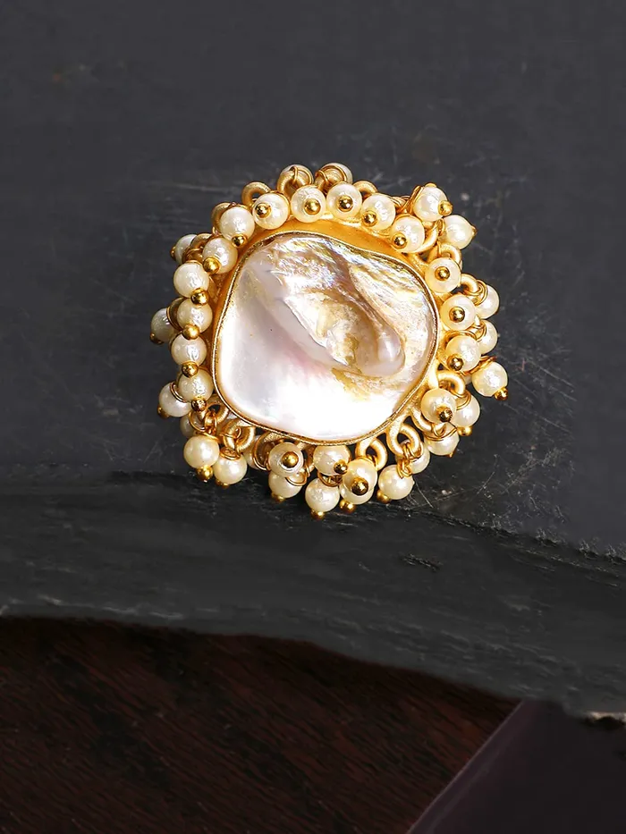 Yellow Chimes Rings Yellow Chimes Rings for Women Traditional Stone Ring Classic Gold Plated Mothi Cocktail Rings for Women and Girls