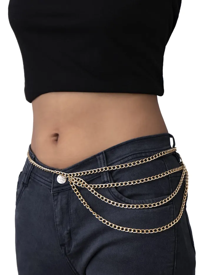 Yellow Chimes Rings Yellow Chimes Waist Chain for Women and Girls Fashion Hip Chain for Women Gold Toned Multilayered Belly Chain Birthday Gift for girls and women