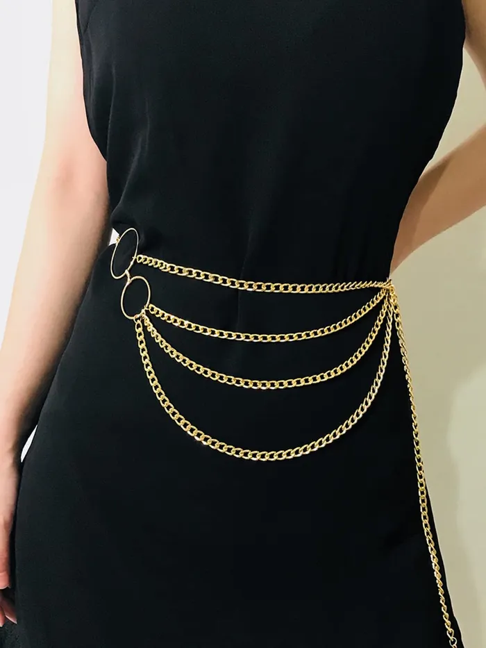 Yellow Chimes Rings Yellow Chimes Waist Chain for Women and Girls Fashion Hip Chain for Women Gold Toned Multilayered Belly Chain Birthday Gift for girls and women
