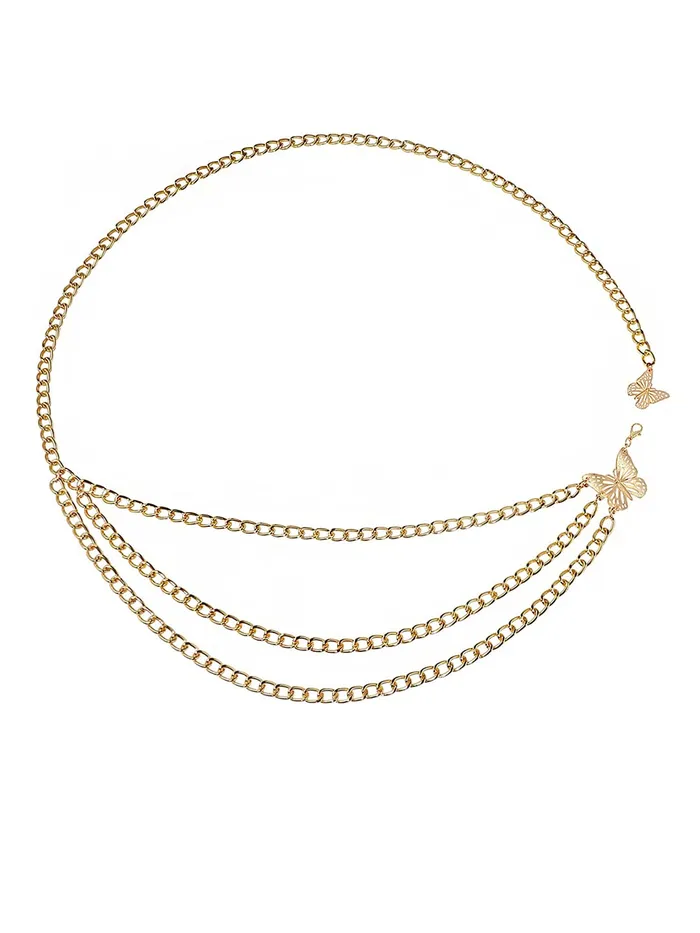 Yellow Chimes Waist Chain for Women Silver Color Pearl Studded Link Chain Waist Chain for Women and Girls Yellow Chimes Earrings