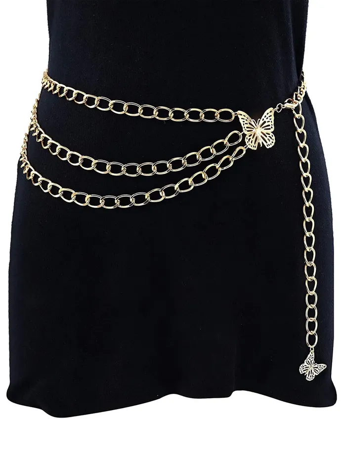 Yellow Chimes Waist Chain for Women Silver Color Pearl Studded Link Chain Waist Chain for Women and Girls Yellow Chimes Earrings