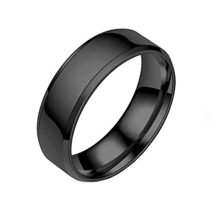Yellow Chimes Yellow Chimes Black Toned Ring For Men Pack of 1 Stainless Steel Band Ring Black Finger Ring for Boys Ideal Gift For Men and Boys Earrings