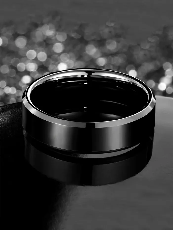 Yellow Chimes Yellow Chimes Black Toned Ring For Men Pack of 1 Stainless Steel Band Ring Black Finger Ring for Boys Ideal Gift For Men and Boys Earrings