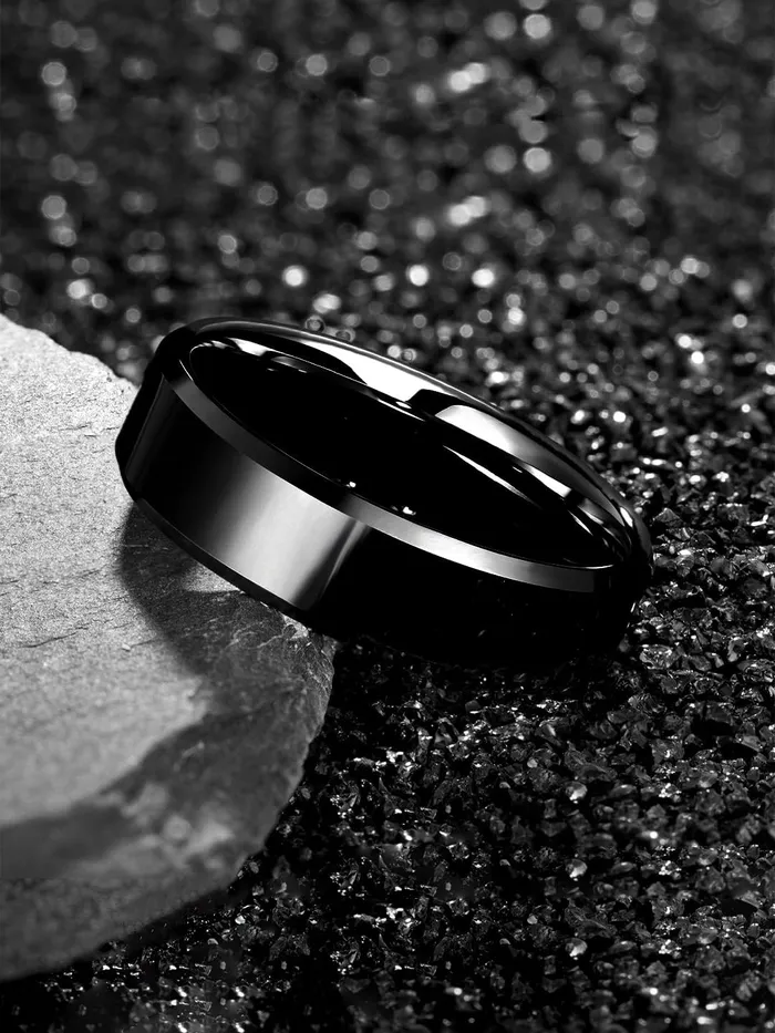 Yellow Chimes Yellow Chimes Black Toned Ring For Men Pack of 1 Stainless Steel Band Ring Black Finger Ring for Boys Ideal Gift For Men and Boys Earrings