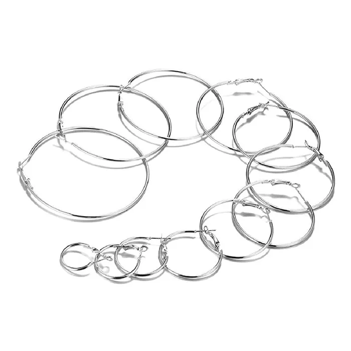 Yellow Chimes Yellow Chimes Combo Latest Collection Stylish Silver Plated Hoop Earrings Set for Women and Girls Earrings