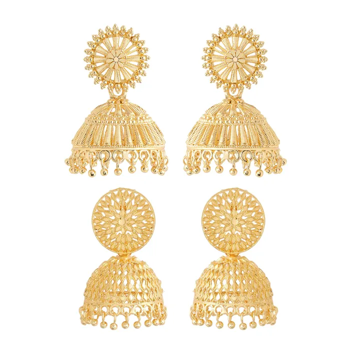 Yellow Chimes Yellow Chimes Earrings for Women and Girls Traditional Golden Jhumka Earrings for Women One Gram Gold Plated Combo Of 2 Pairs Big Jhumka Jhumki Earrings Birthday Gift for Girls Women Rings