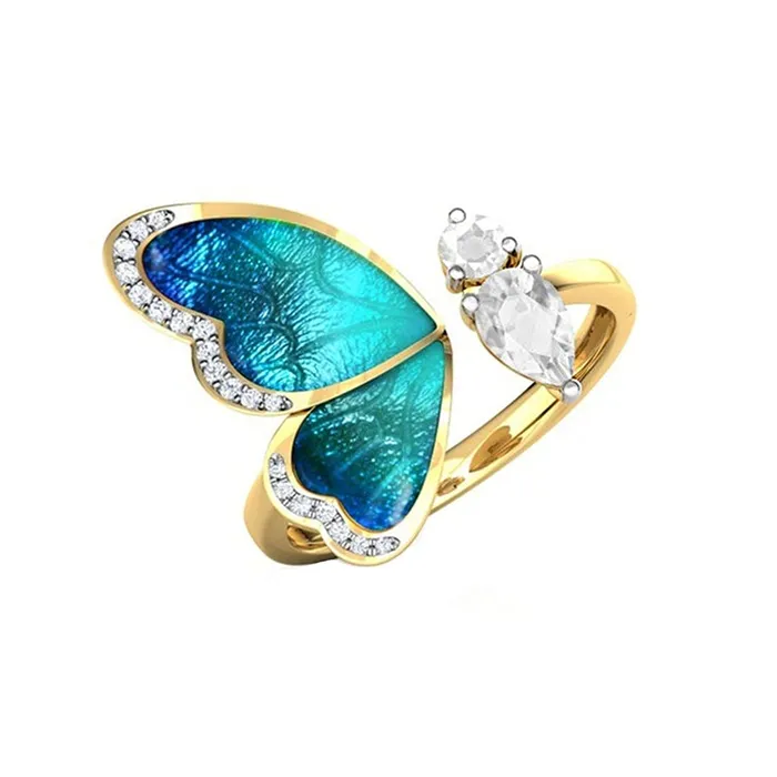 Yellow Chimes Yellow Chimes Elegant Gold Plated Green Butterfly Crystal Stud Earrings for Women and Girls Green Earrings