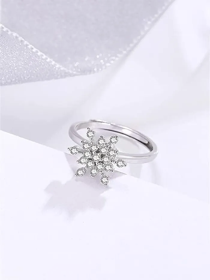 Yellow Chimes Yellow Chimes Rings for Women and Girls Silver Ring Adjustable Crystal Rings Silver Toned Finger Ring for Women Birthday Gifts For Women Valentine Gift for Girls Earrings