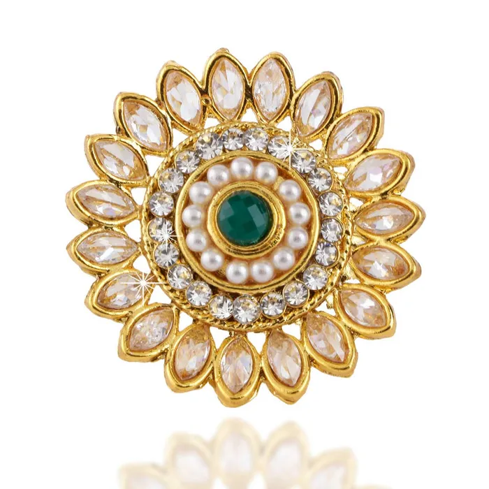Yellow Chimes Yellow Chimes Rings for Women and Girls Traditional Gold Cocktail Ring Adjustable Kundan Stone Rings Gold Plated Ring Floral Shaped Finger Ring for WomenBirthday and Anniversary Gift Earrings